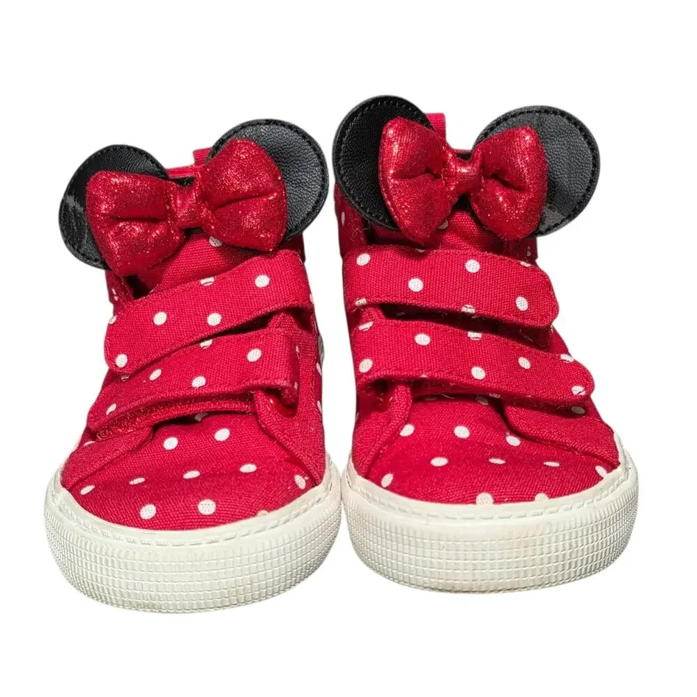 Gap Disney Minnie Mouse Shoes Toddler 7 EUR 24 Red Polka Dot High Top Sneakers